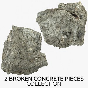 3D 2 broken concrete pieces