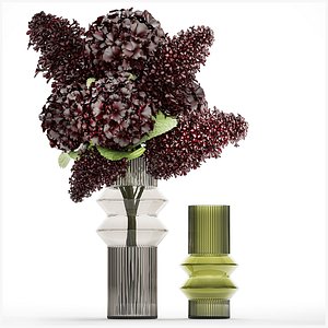 Bouquet Of Burgundy Red Flowers Hydrangea Lilac 449 3D