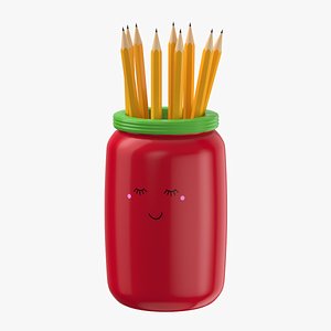 Pencil Holder Low Poly 3D Model