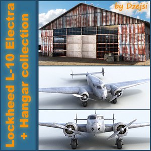 Lockheed L-10 Electra and Hangar set