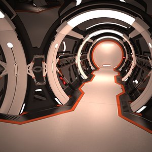 futuristic corridor interior 1 3d model