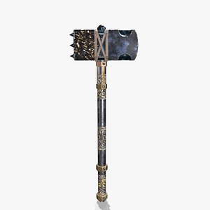 3D model Fantasy Weapon War Hammer 02