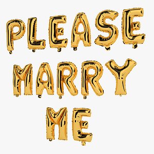 Foil Balloon Gold Words Please Marry Me