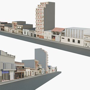 3D City buildings low poly 01