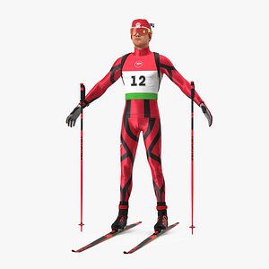 3D Biathlete Fully Equipped T Pose