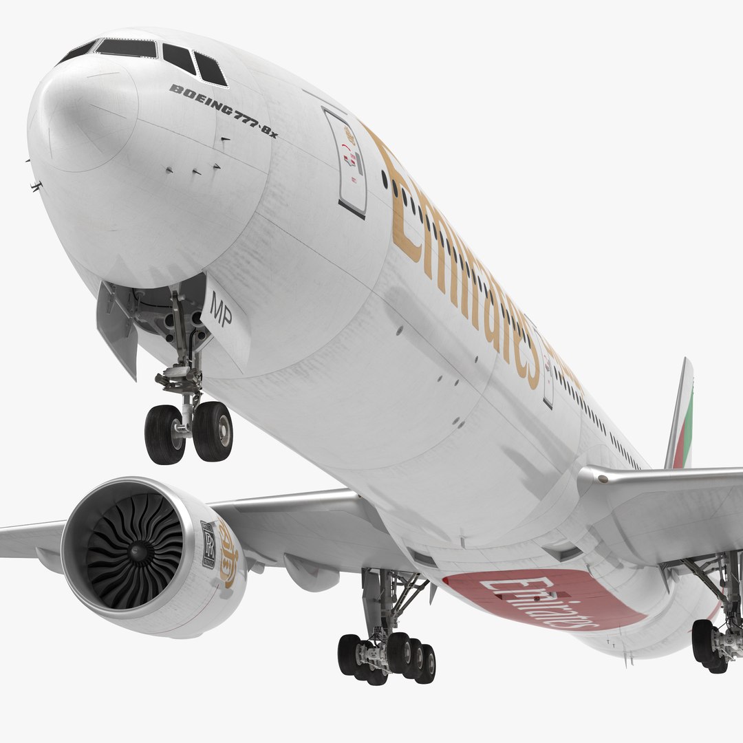 Boeing 777 8x Emirates Airlines 3D Model preview