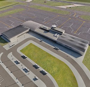 International Airport with Interior and Landscape 3D model