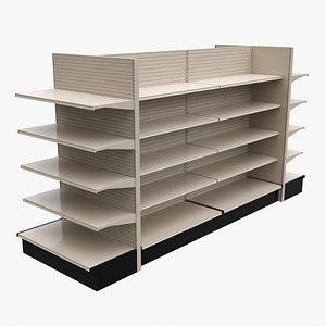 Store Shelving Double Sided Unit With End Cap Unit 3D model