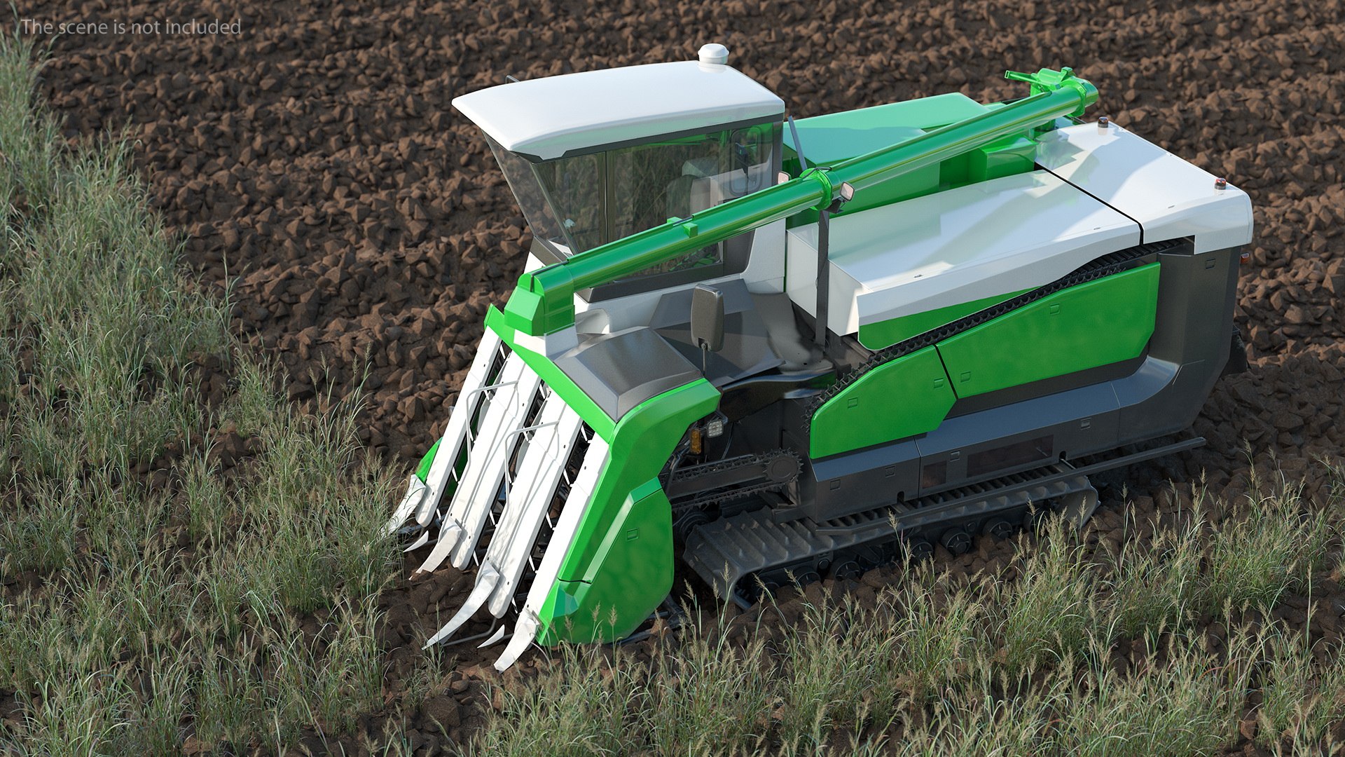 Rice Combine Harvester Rigged 3D model preview