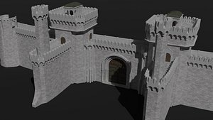 3D Modular castle walls - 17 pieces with 1 trim sheet texture Low-poly 3D model model