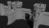 Modular castle walls - 17 pieces with 1 trim sheet texture Low-poly 3D model