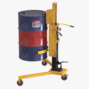 3D model Drum Truck and Oil Drum
