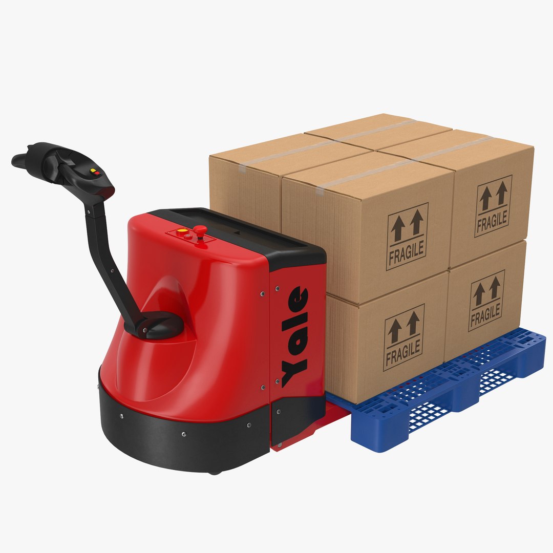 Powered Pallet Jack and Plastic Pallet 3D Models Set 2 3D model preview