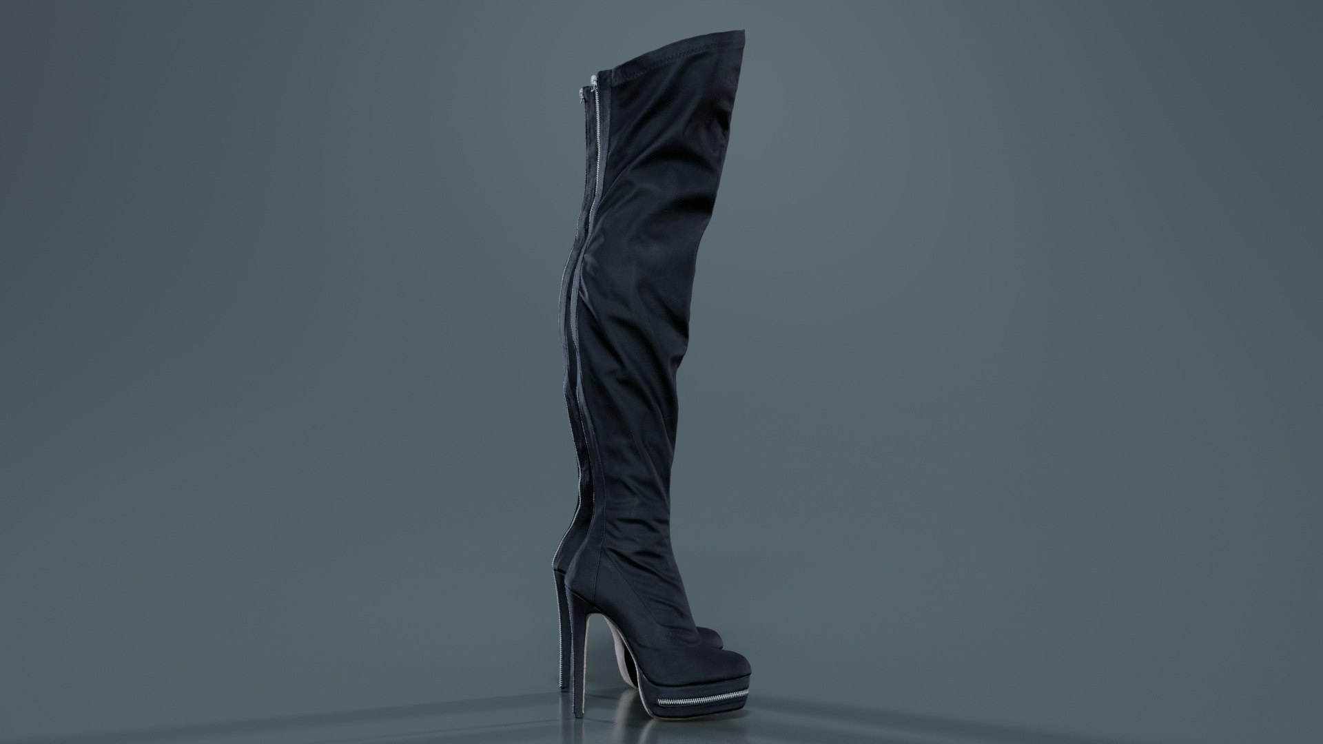 3D Leather Back Zipper Boots Remastered Model - TurboSquid 2361006