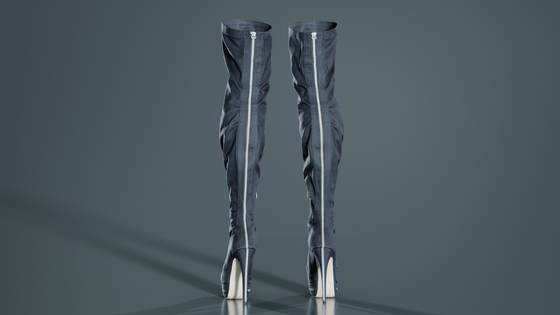 3D Leather Back Zipper Boots Remastered Model - TurboSquid 2361006