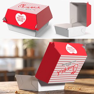 Chick fil A Burger Clamshell Box Rigged 3D model