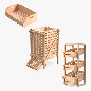3D Wooden Vegetable Racks Collection 2