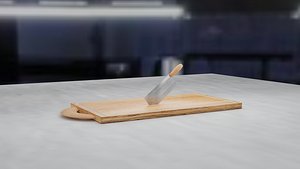 Kitchen knife  cutting board 3D model