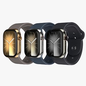 Apple Watch Series 9 Stainless Steel All Colors 3D model