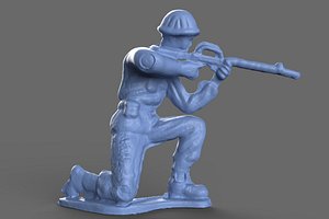 3D miniature green army crouching