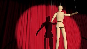 Puppet on Scene with curtain