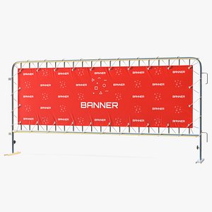 Advertising PVC Banner on Yellow Steel Crowd Barrier