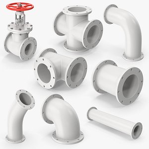 3D Industrial Pipes model