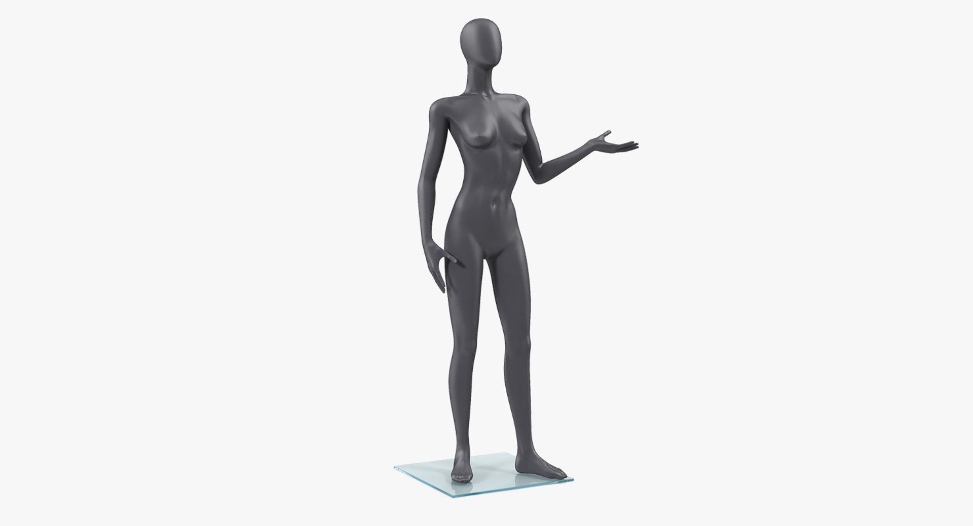 Female Dark Grey Mannequin Rigged for Maya 3D model preview