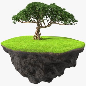 3D model Round Soil Ground Cross Section with Tree Fur