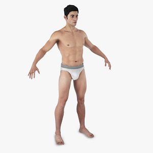 3D model Male Physique Character A-pose Fur