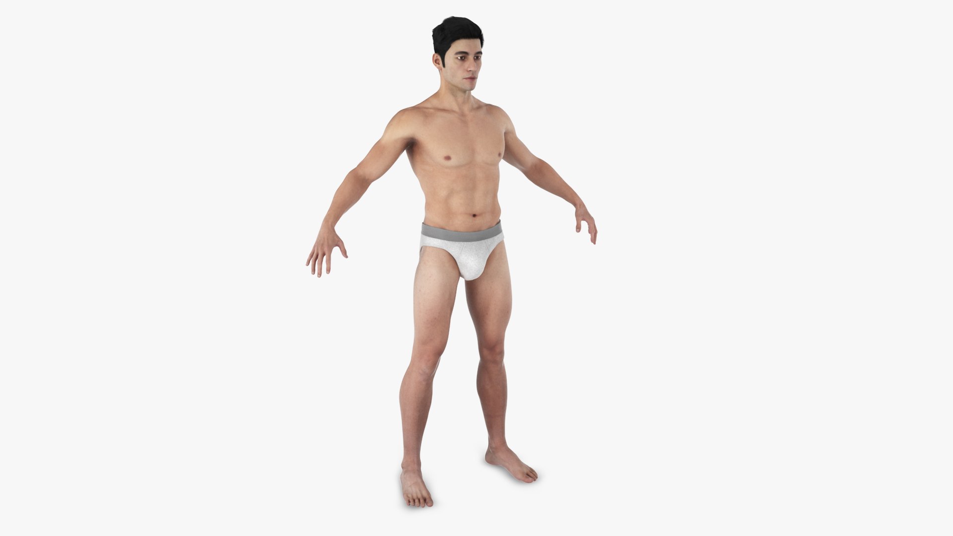 Male Physique Character A-pose Fur 3D model preview