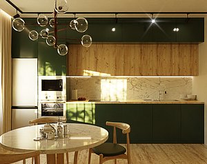 3D Green Modern Kitchen