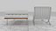 Knoll White Leather Barcelona Chair Couch and Stool Ottoman Set