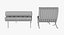 Knoll White Leather Barcelona Chair Couch and Stool Ottoman Set