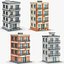 Cartoonish Apartment Building Low Poly 3D Bundle 3D model