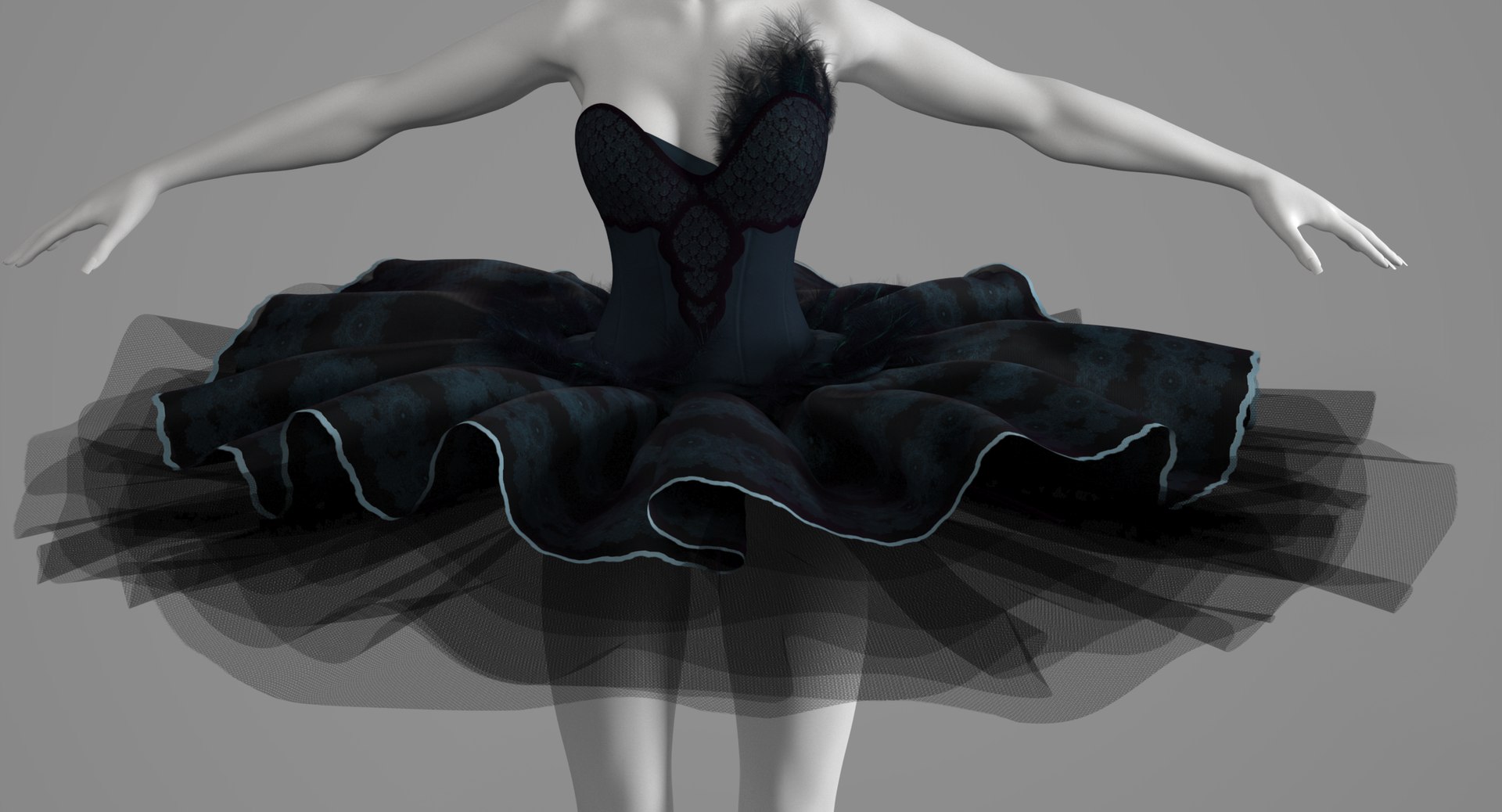 3D Ballerina Black Swan Dress - TurboSquid 1304839