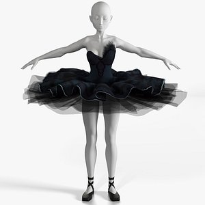 3D ballerina black swan dress