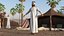 Homme arabe en Kandura A Pose Blanc