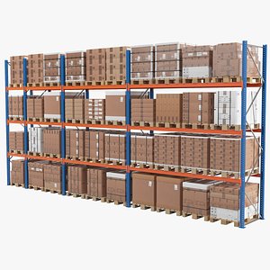 Warehouse Shelf With Pallets model