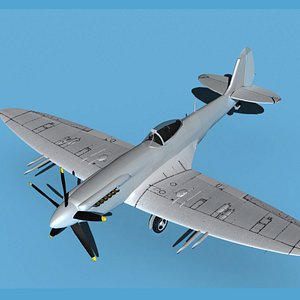 3D model Supermarine Spitfire Mk XXII V00