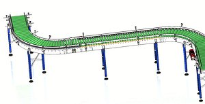 3D model 3D CAD Model Curved Roller Conveyor  Fully Adjustable Material Handling System