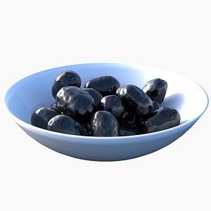3D Bowl Of Black Olives