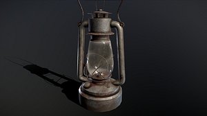 old rusty kerosene lamp 3D model