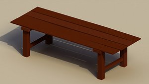 3D Low Poly Wooden Bench model