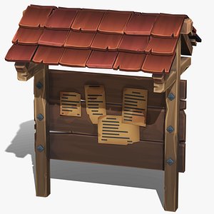 3D Stylized Notice Board - PBR Game Ready