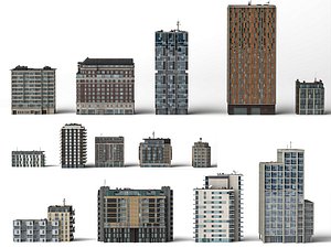 Modern European Apartment Buildings 3D Models Pack model