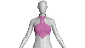 Girls Pointed Hem Halter Bralette 3D model