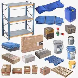 Industrial Rack with Props 3D model
