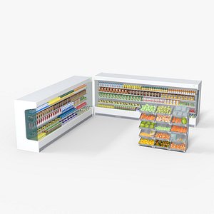 3D Supermarket Shelves With Stand model