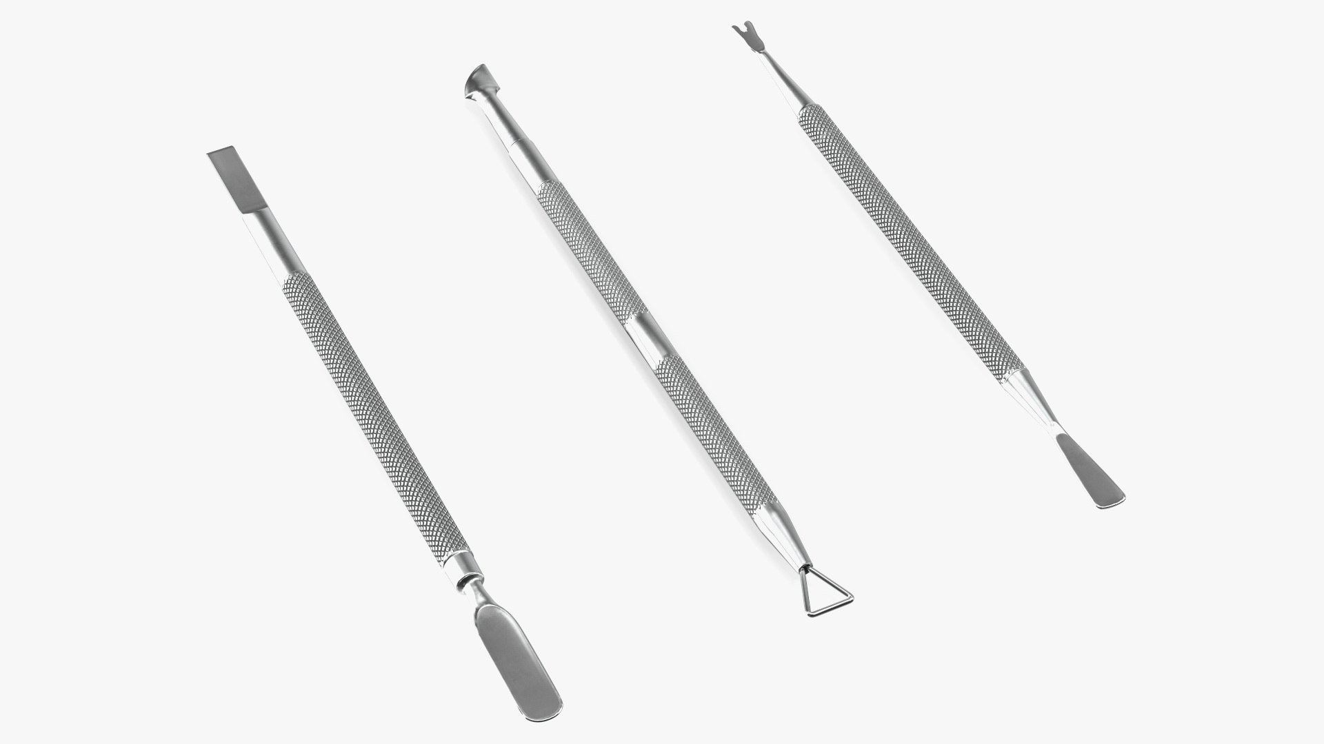 Professional Cuticle Pusher Silver Set 3D model preview